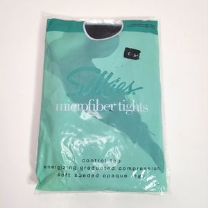 Silkies Microfiber Energizing Graduated Compression Opaque Tights NWT Bl…